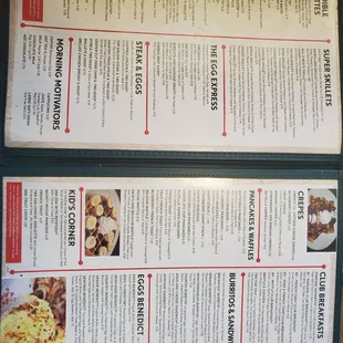Quick menu view for breakfast