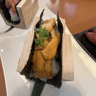 1. Scallops, Uni and Tobiko Hand Roll