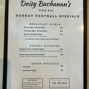 menu