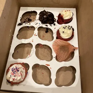 Gone in 60 seconds. Six people but more than six cupcakes missing. Lol.