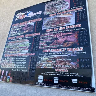 Drive through menu