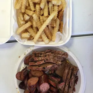 Sausage, brisket and ribs!