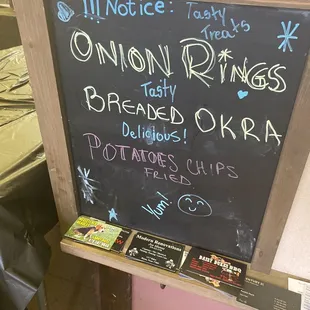 a menu on a blackboard