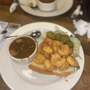 Fried Shrimp Po'Boy Meal with Cup of Gumbo