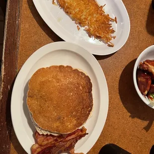Loved their Homemade Pancakes, Bacon, and Hashbrowns.