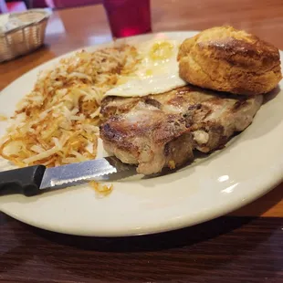Pork chop breakfast