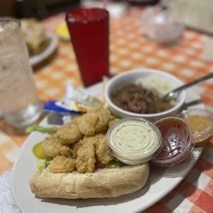 1/2 Shrimp Po&apos;Boy w/ a Side &amp; Drink Combo - Red Beans &amp; Rice