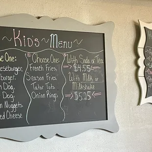 menus on a chalk board