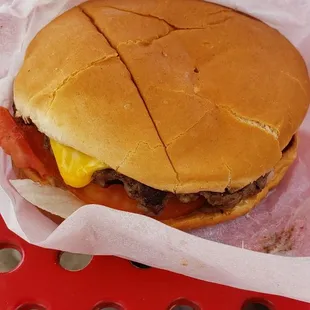 Cheeseburger and milkshake