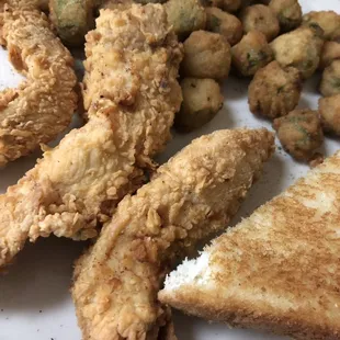 Chicken strips and fried okra