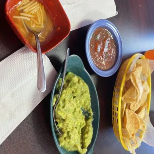 Sopa, guac, and homemade chip