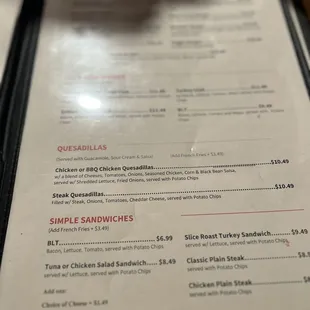 a menu on a table