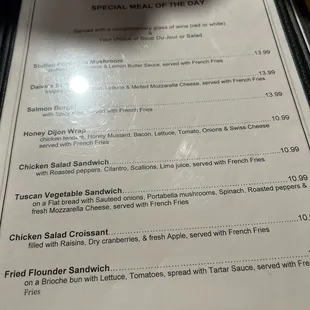 menu