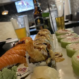 a variety of sushi on a plate