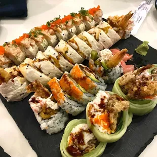 Passion roll, poboy roll, rock and roll, and soft shell crab Naruto