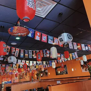 the interior of a japanese restaurant
