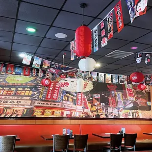 the interior of a japanese restaurant