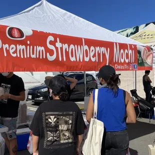 Our last stop at the Kaka&apos;ako Farmers Market was to get fresh strawberry mochi.