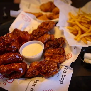 Korean BBQ Korean fried chicken and fries