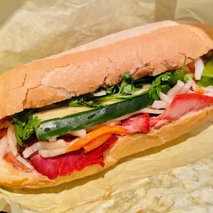 a sub sandwich in a wrapper