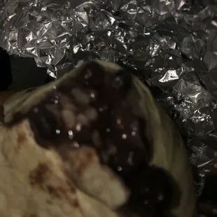 ordered a super chicken burrito. only problem is they forgot the chicken