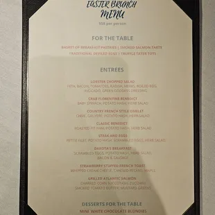 Easter 2024 Brunch Menu