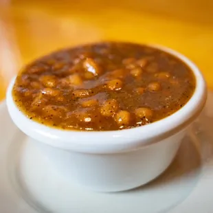 Mr Pats. Famous baked beans.