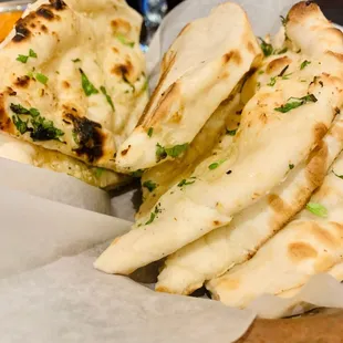a plate of naan bread