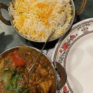 Chicken Kadai and Saffron Rice
