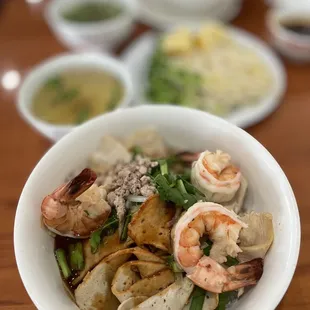 a bowl of seafood and vegetables