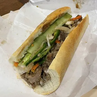 Pork banh mi sandwich