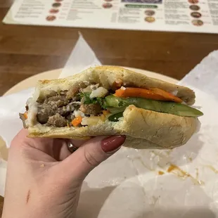 Pork banh mi sandwich
