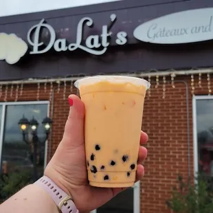 Thai tea with tapioca pearls