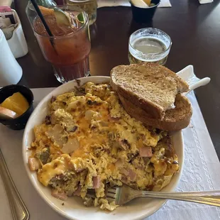 Meat lovers skillet place is a busy place for a Sunday morning all home made and great tasting