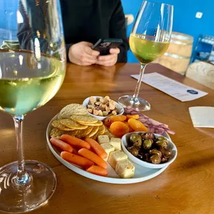White wines and vegetarian charcuterie