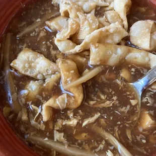 Hot and sour soup w included crispy things  mmmmmmm crispy ... things
