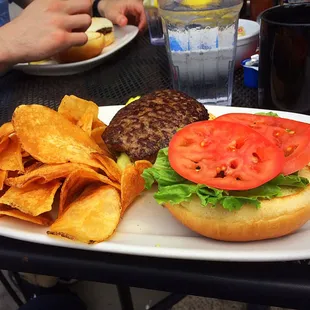 Dale Burger with housemade chips.