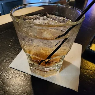 a drink in a glass
