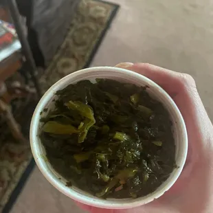 A side of greens. Tasty.