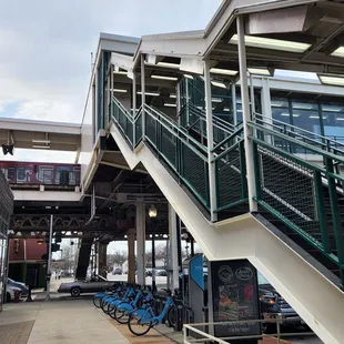 the stairs leading to the restaurant