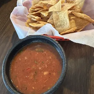 Authentic bomb-diggity salsa with chips.