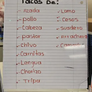 Lots of different tacos