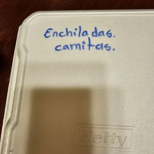 My to-go box was labeled