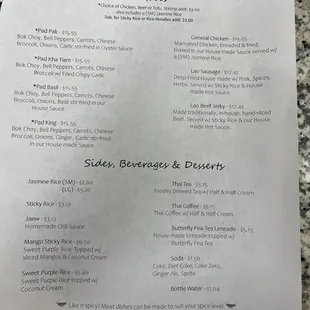 March 2024: Menu under new ownership