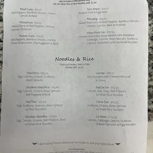March 2024: Menu under new ownership