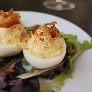 Close-up of the Deviled egg.