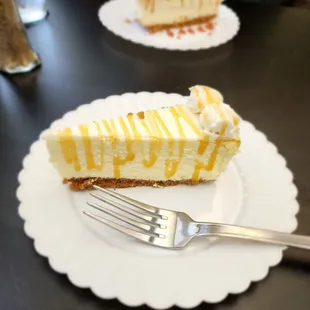 Cheesecake with carmel drizzle