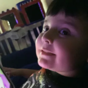 He likes Pizza and chicken nuggets and quesadillas chicken colors and donuts and ice cream and everything