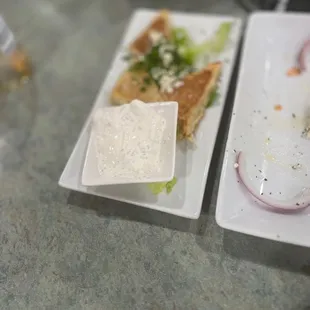 two plates of food on a table