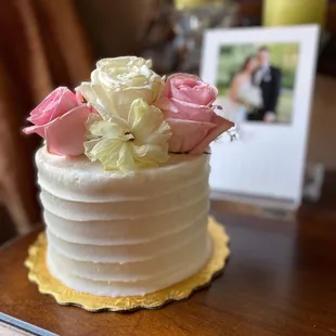 Anniversary cake. This picture makes it looks smaller for some reason.